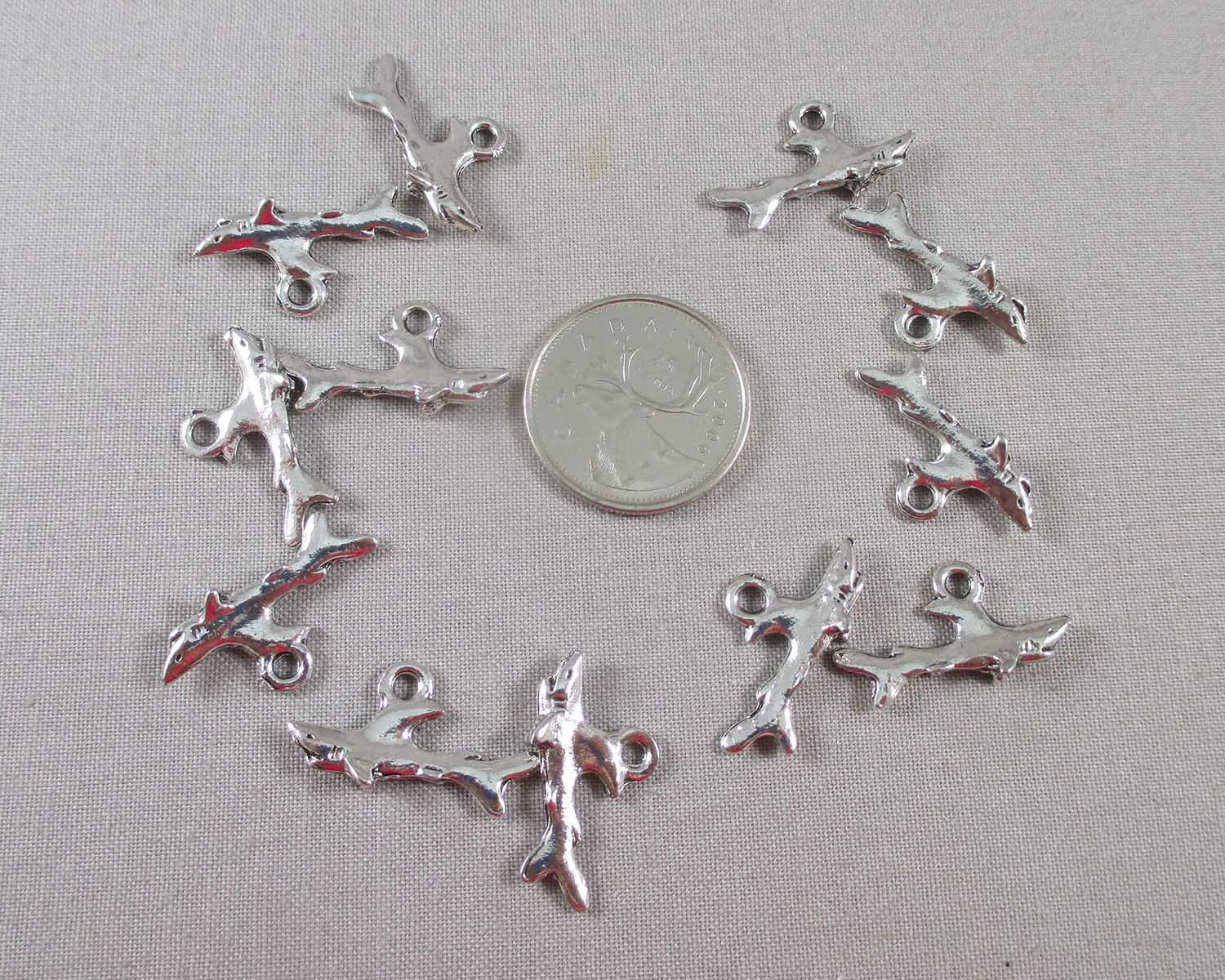 50% OFF!! Shark Charm Silver Tone 12pcs (0160)