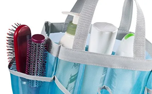 7 Pocket Shower Caddy Tote, Blue - Keep your shower essentials within easy reach. Shower caddies are perfect for college dorms, gym, shower, swimming and travel. Mesh allows water to drain easily.