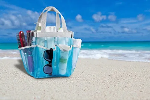 7 Pocket Shower Caddy Tote, Blue - Keep your shower essentials within easy reach. Shower caddies are perfect for college dorms, gym, shower, swimming and travel. Mesh allows water to drain easily.