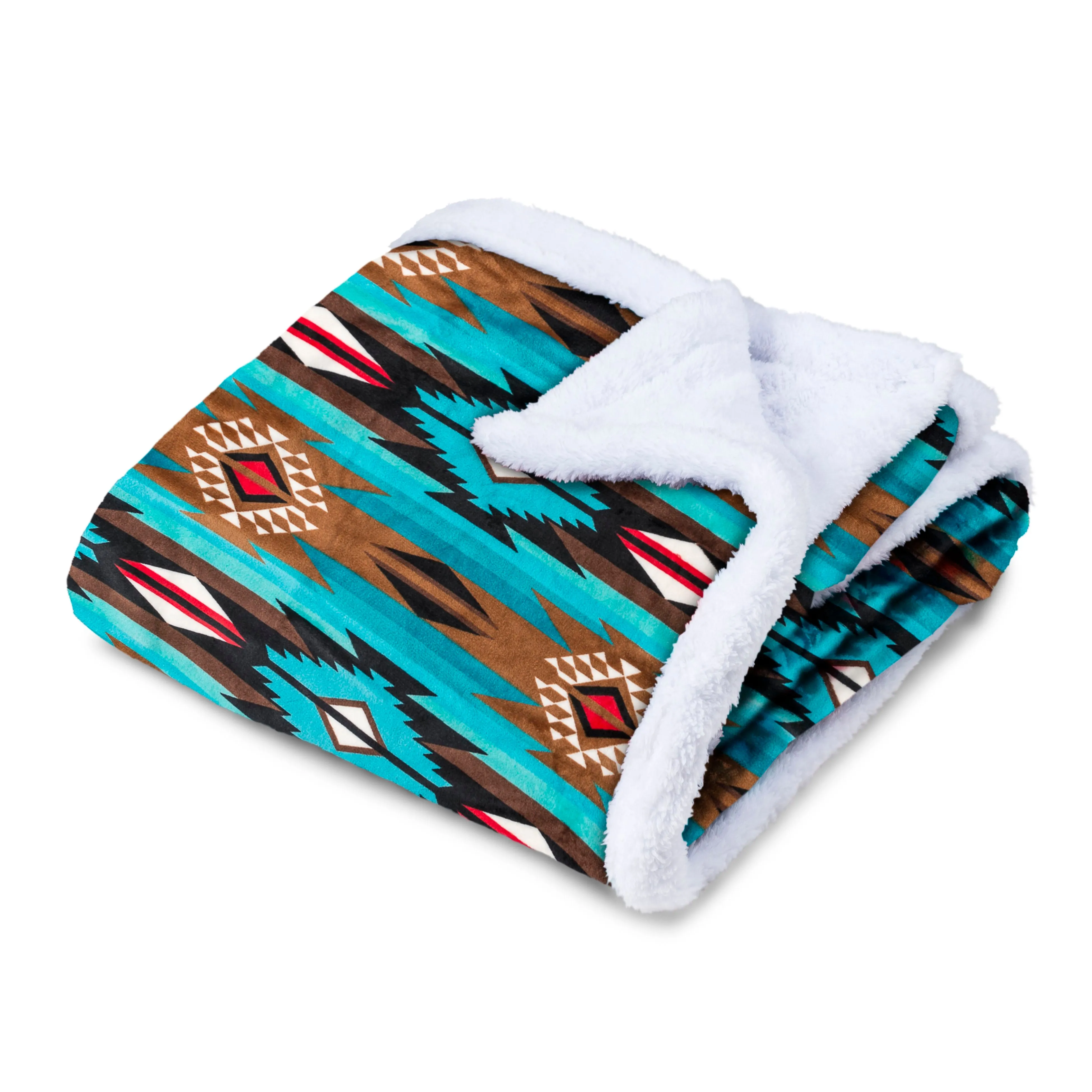 Aztec Plush Sherpa Fleece Blanket Throw
