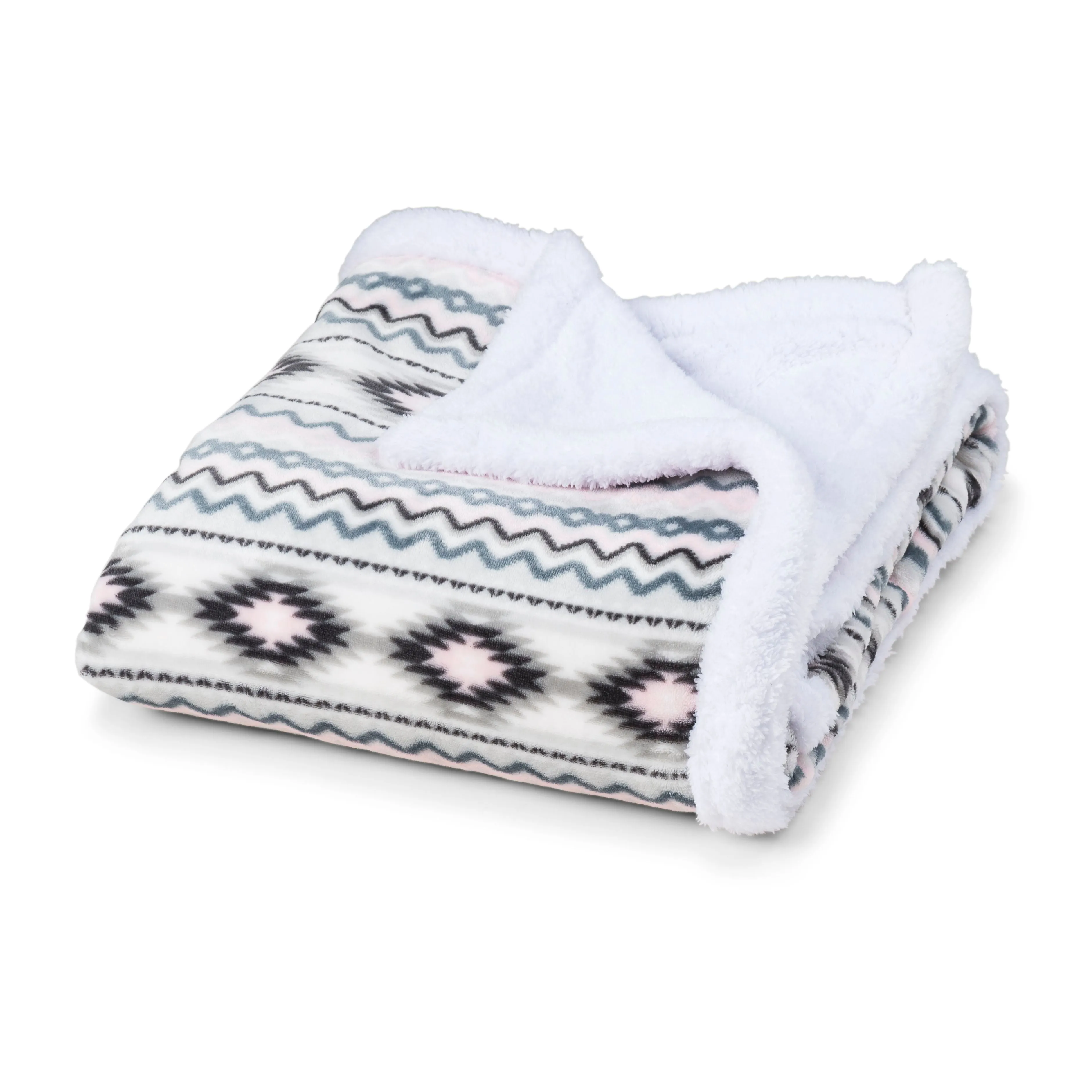 Aztec Plush Sherpa Fleece Blanket Throw