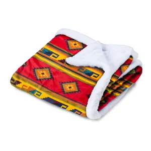 Aztec Plush Sherpa Fleece Blanket Throw