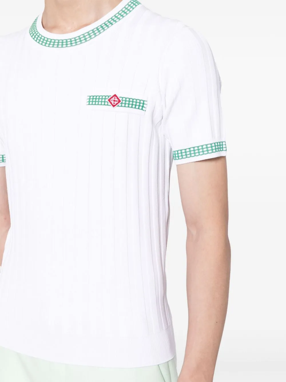 crew-neck ribbed-knit T-shirt