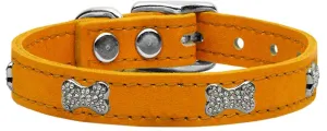 Crystal Bone Genuine Leather Dog Collar Mandarin 18