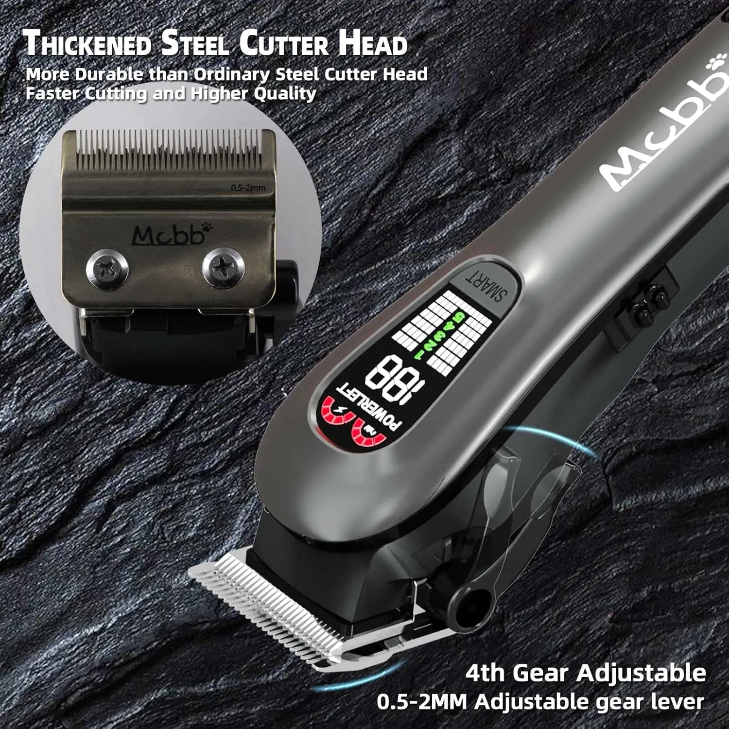 Dog Clippers- Low Noise Dog Grooming Kits 5-Mode Heavy-Duty Dog Clippers for Grooming with LED Display,Rechargeable Dog Grooming Kits, Auxiliary Light,Cordless Pet Grooming Tool