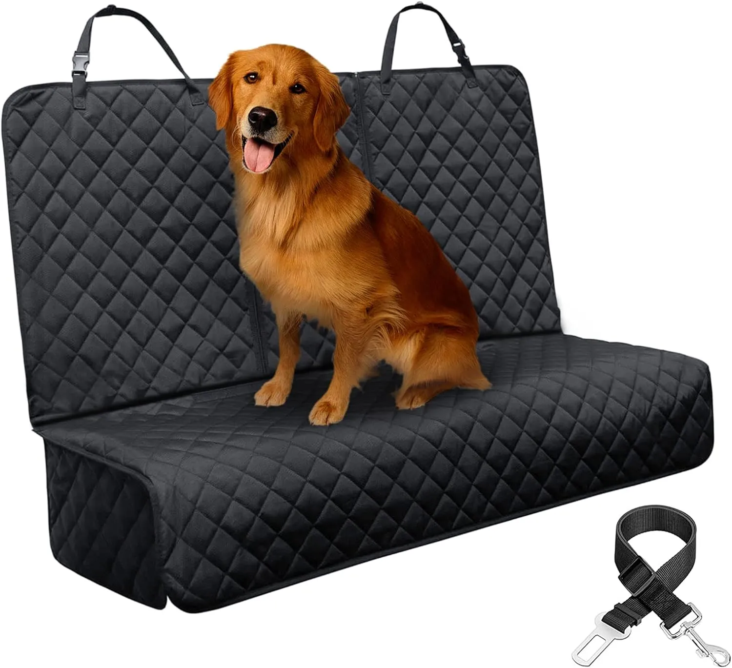 Dog Seat Cover,Waterproof Pet Seat Cover with Mesh Visual Window & Seat Belt Opening & Storage Pockets,Wear-Proof Dog Back Seat Hammock for Cars, Trucks and SUV - 147 x 137 cm…