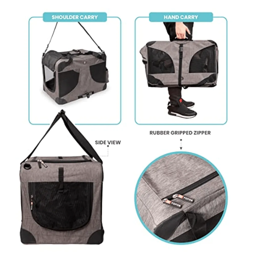 Fofos Comfort Premium Outdoor Carrier for Dogs and Cats (Grey)