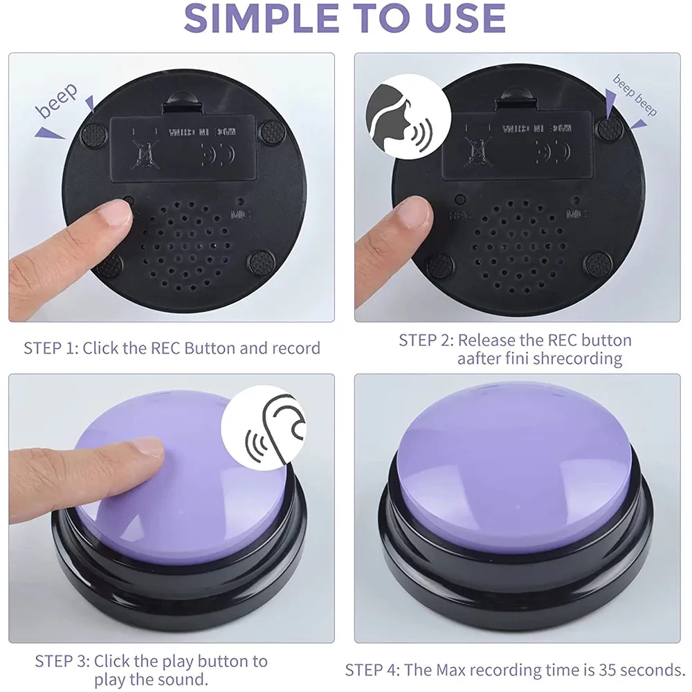 Funki Buys | Pet Toys | Recordable Button Learning Aid for Kids, Pets