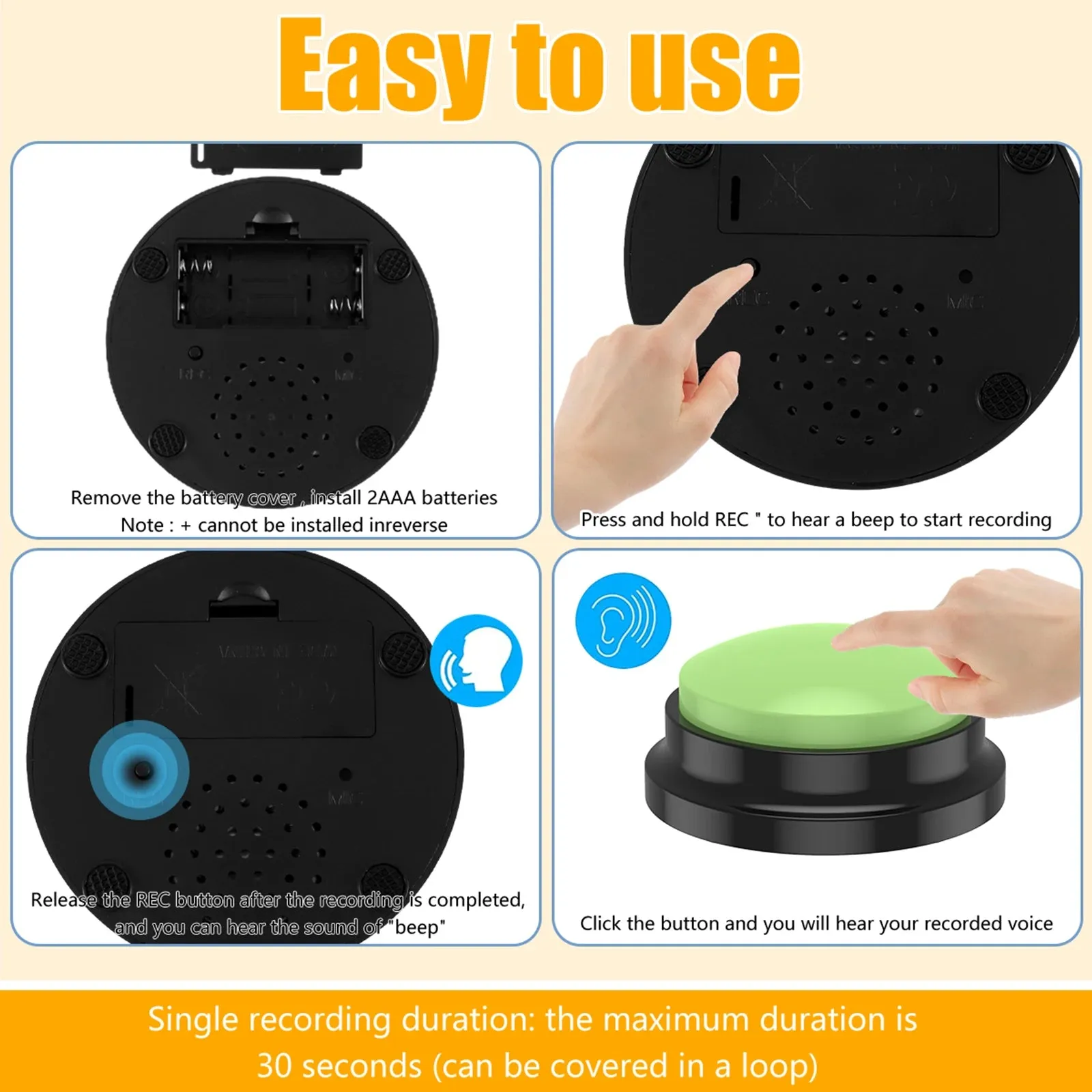 Funki Buys | Pet Toys | Recordable Button Learning Aid for Kids, Pets