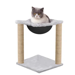 Hiputee Scratching Post, Activity Tower, Plush Fur Fabric Hammock, Basket Lounger ,Sisal/Jute Covered Rope Tree for Kittens & Cats (Grey)