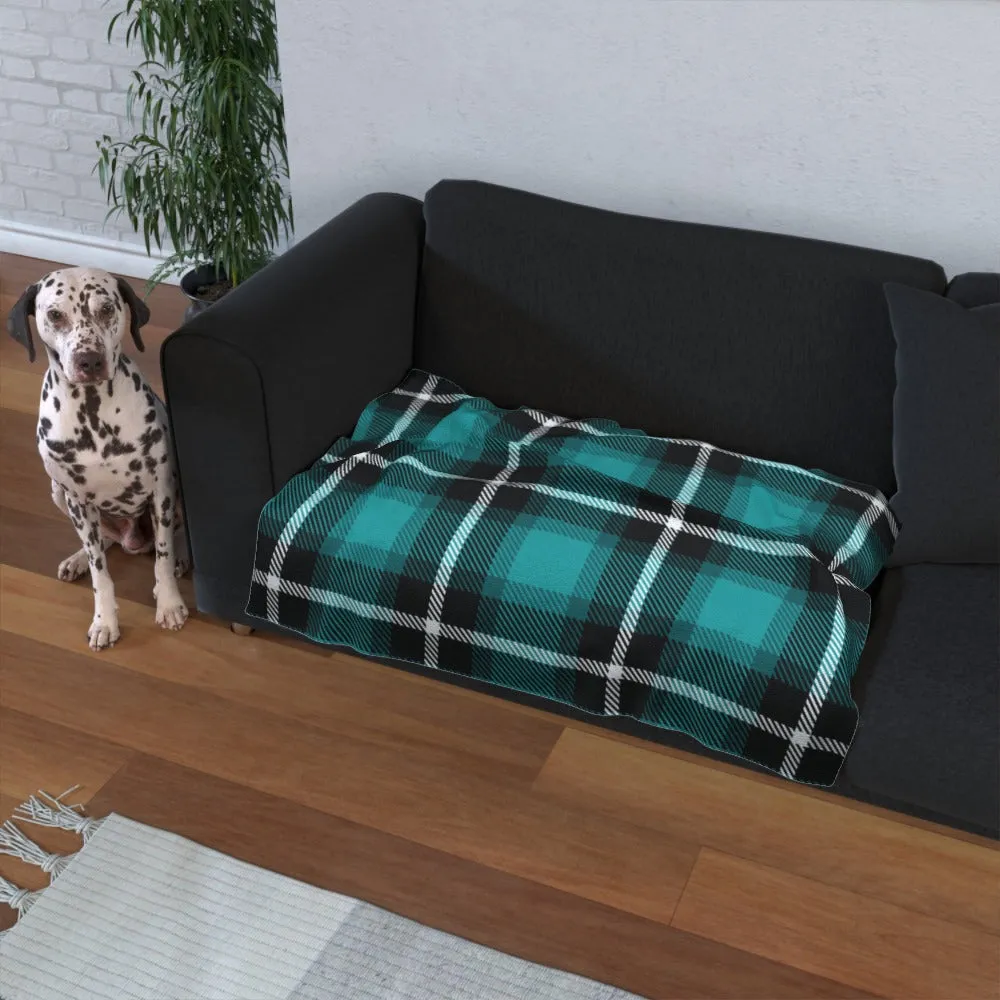 Pet Blanket Throw - Blue Crosshatch