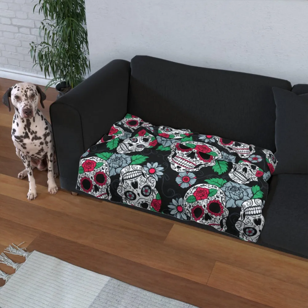 Pet Blanket Throw - Skulls and Roses