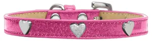 Silver Heart Widget Dog Collar Pink Ice Cream Size 12