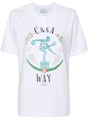 Statue En Marbre-print cotton T-shirt